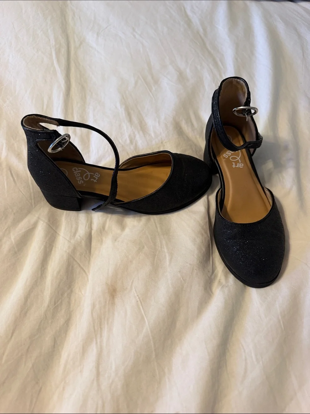 art class Black Girls' Ankle-Strap Low Block Heel Dress Shoes